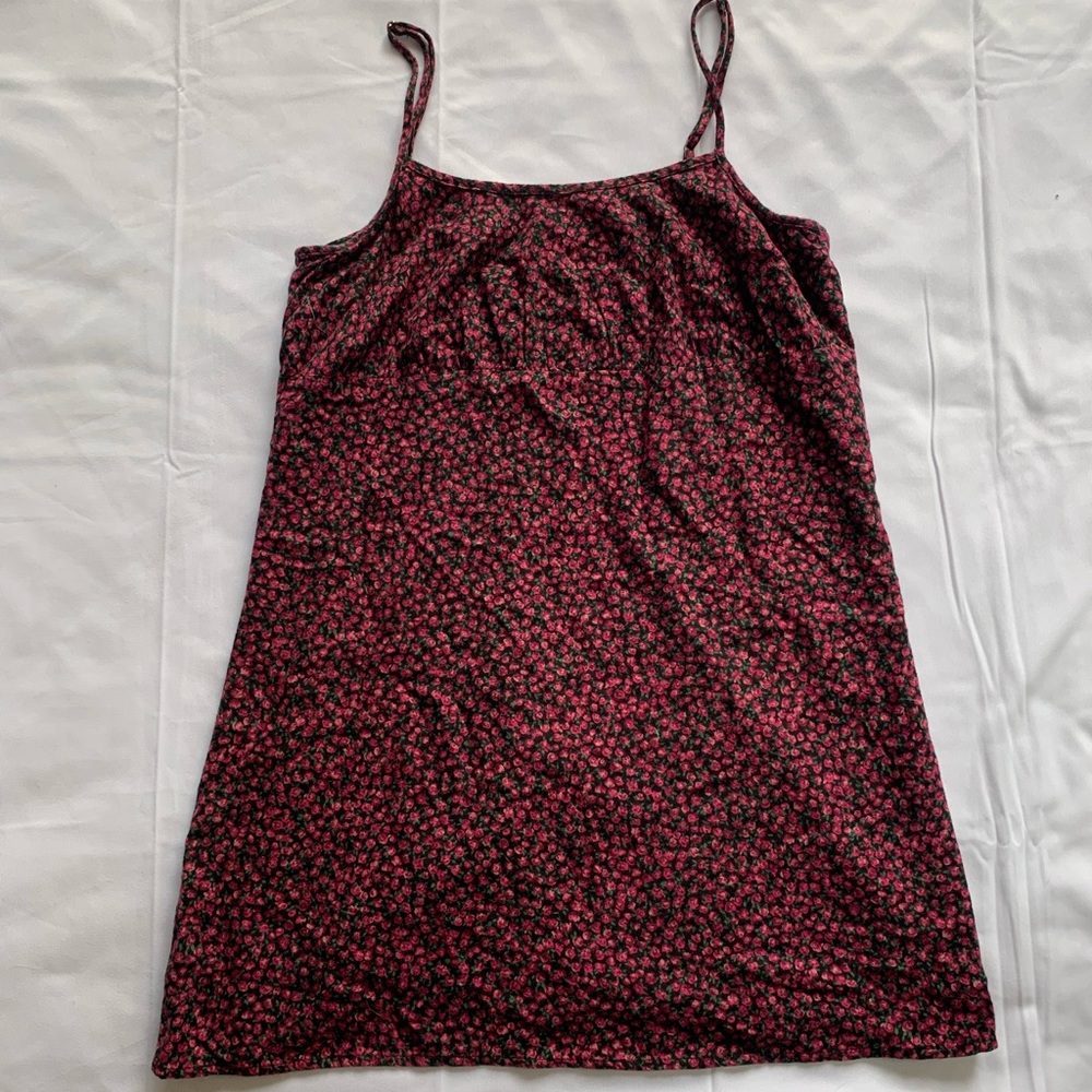 NWOT dark red black floral dress